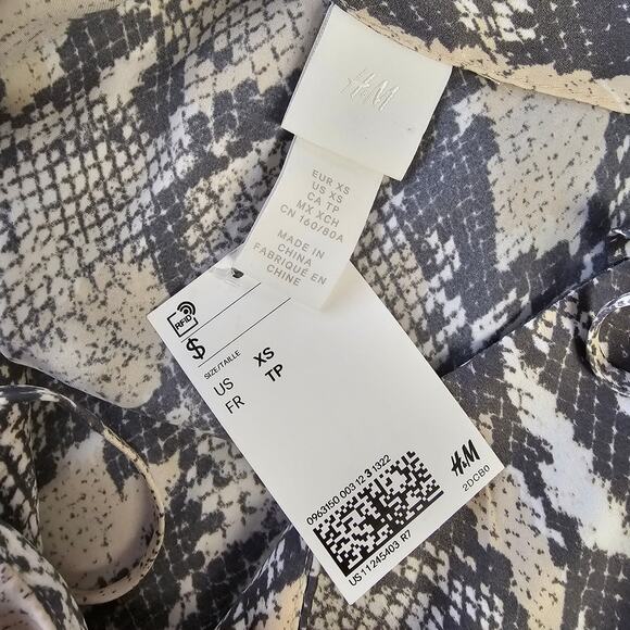 H&M Womens Satin Snake Print Slip Dress Size XS Sleeveless Date Night Silky Boho - Picture 9 of 12